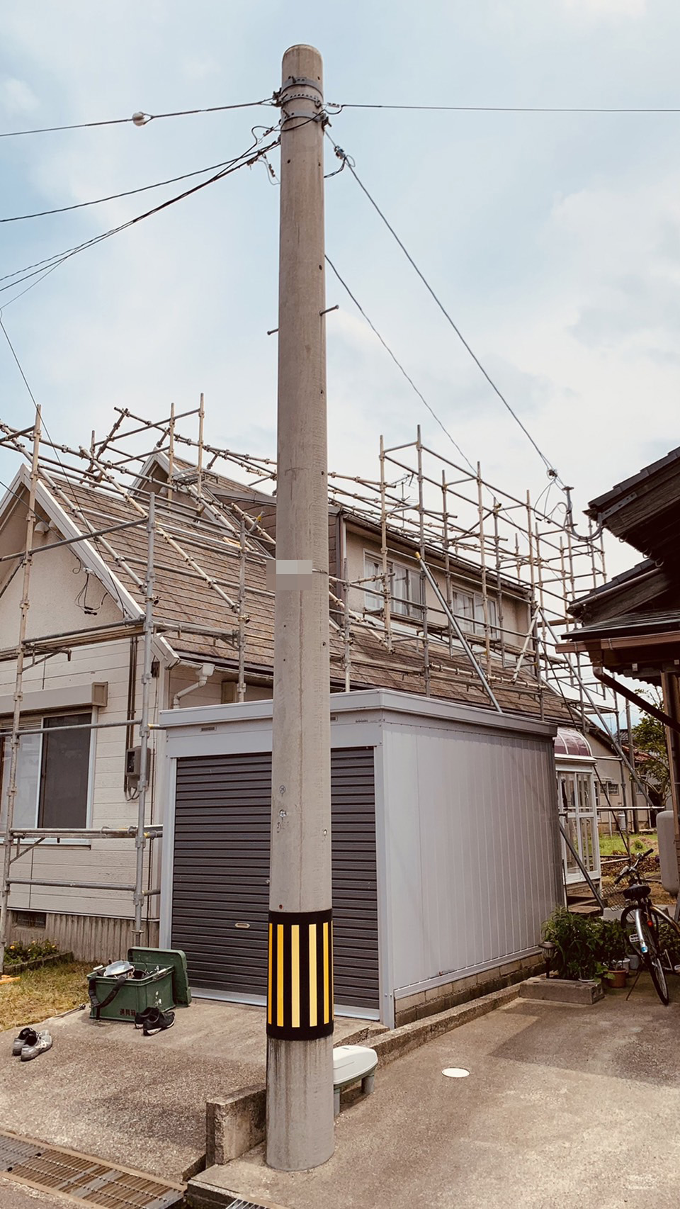 白山市　住宅　外壁・屋根塗装用の足場